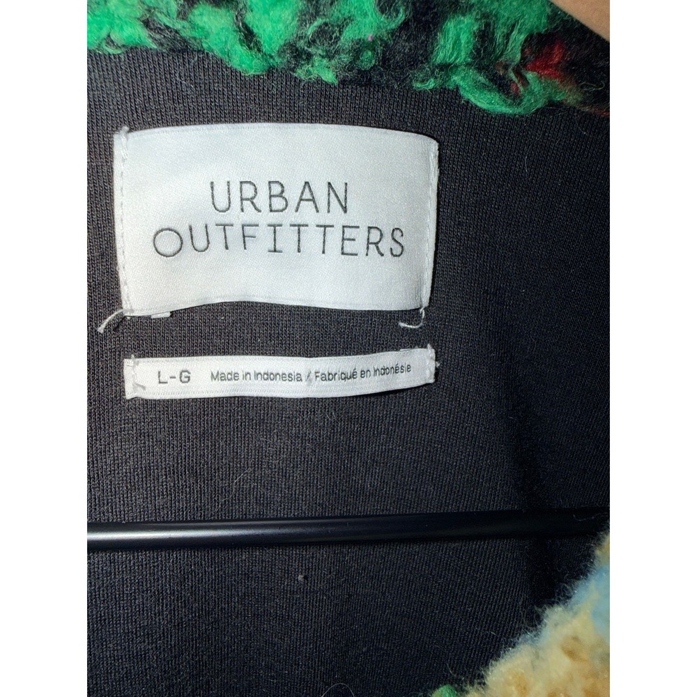 Urban Outfitters Womens Fuzzy Sherpa Jacket L Multicolor Button Up Shacket Coat - Picture 2 of 6